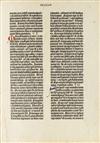 BIBLE IN LATIN. Single leaf from a paper copy of the 42-line Bible. Circa 1450-55. In: Newton, A Noble Fragment, 1921.